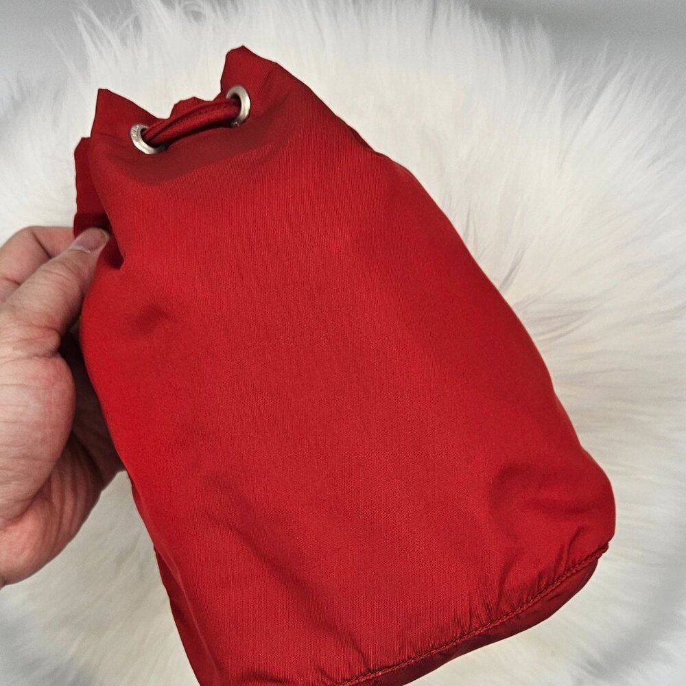 Prada Red Nylon Mini Drawstring Bucket - Picture 7 of 17